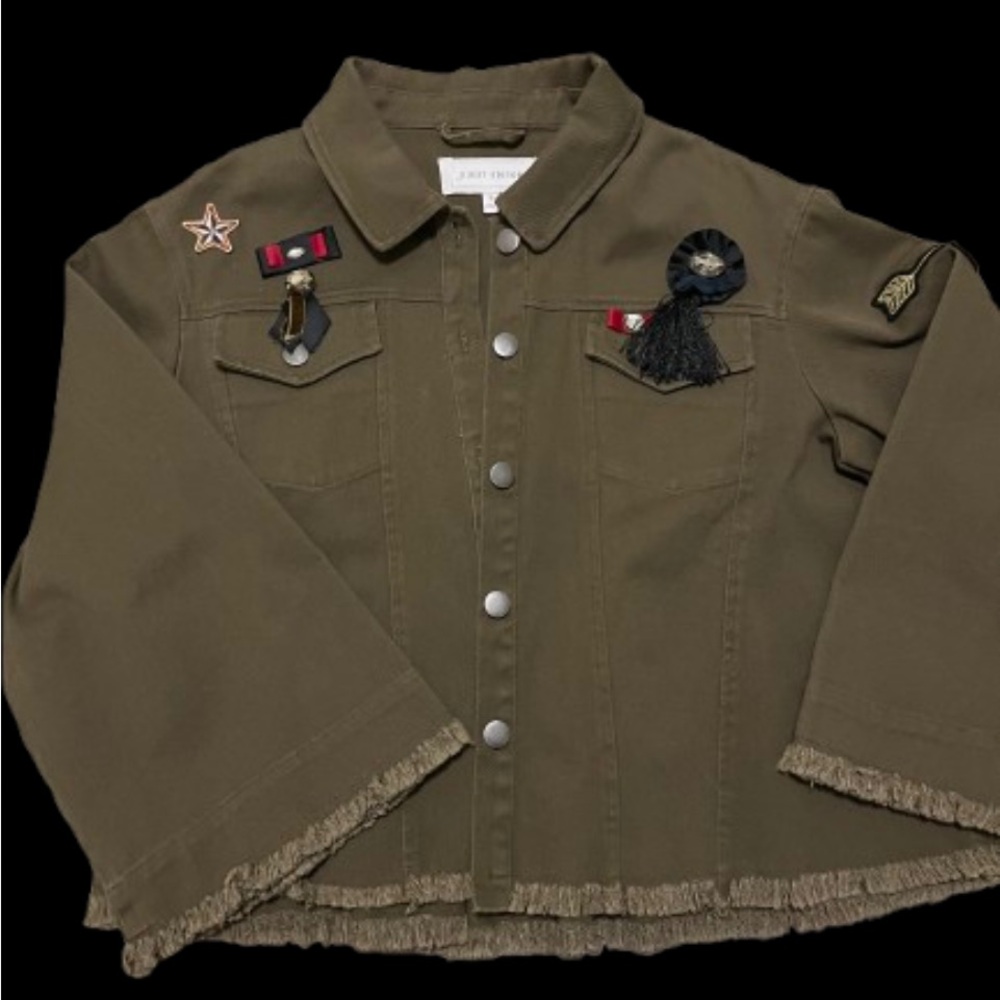 Guest Editor Anthropologie Military Inspired Cropped Blazer Jacket Womens Small